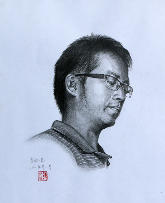 《素描肖像之九》(纸上素描)38X53cm 创作时间2015年8月