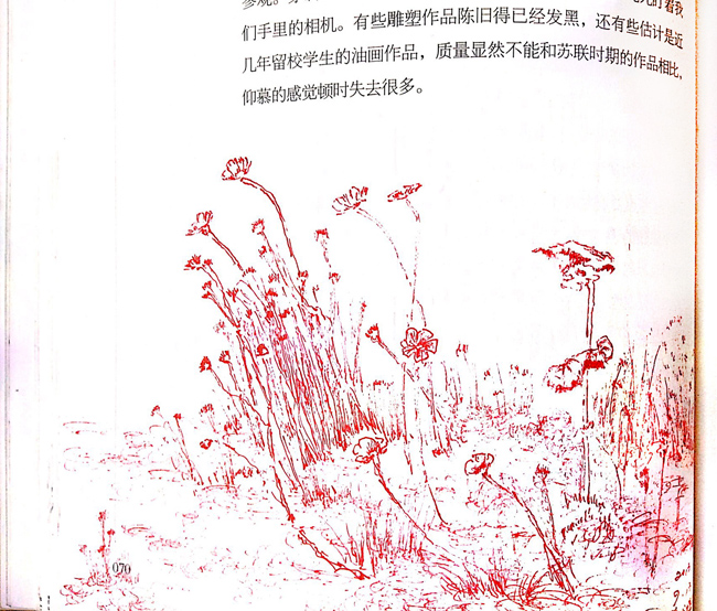孙海平速写作品：《路边野花》 