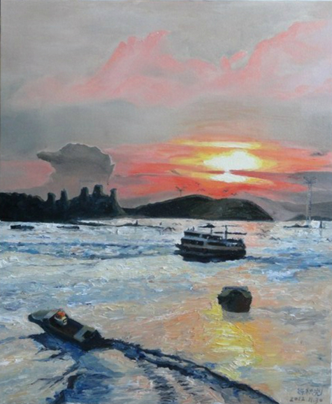 《晚霞》 50X60cm(布上油画 )