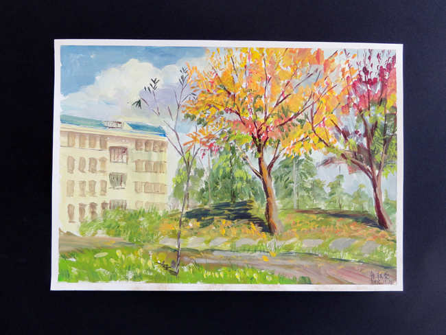 《校园写生之十一》(水粉画)