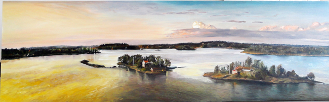 《天水一色》 50X160cm(布上油画 )