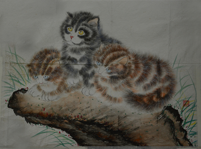 作品:《三只猫》尺寸:76CM×55CM