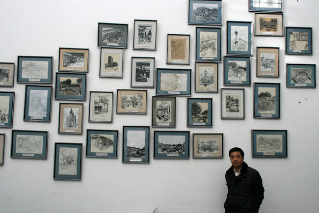 宋坚和他的学生作品墙