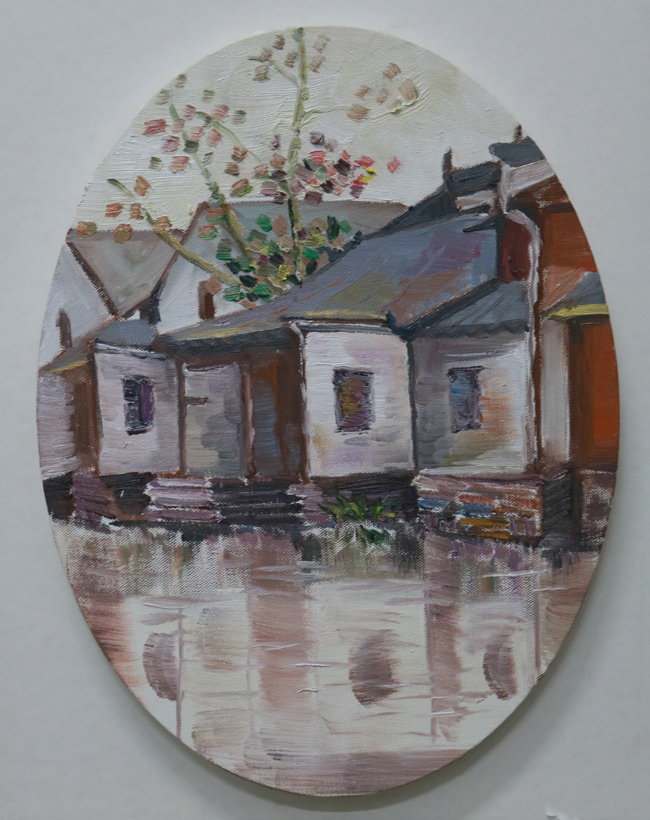 作品名称:小镇组图二 作者:伍杨超 尺寸40cm乘50cm