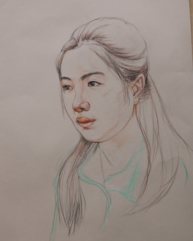 作品名称:《女孩肖像一》作者:王嘉曦 尺寸:30cm乘40cm