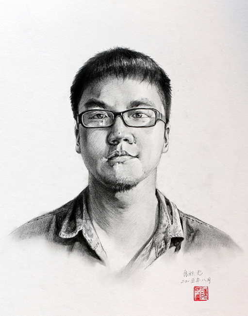 《素描肖像之四》(纸上素描)38X53cm 创作时间2015年8月