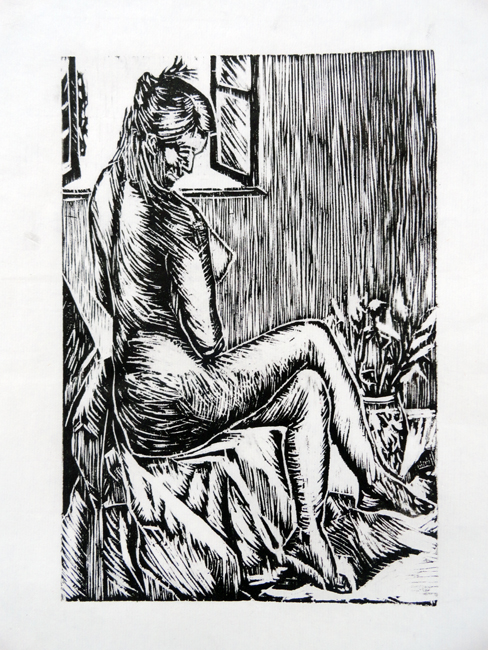 《裸女》15X20cm(黑白木刻)